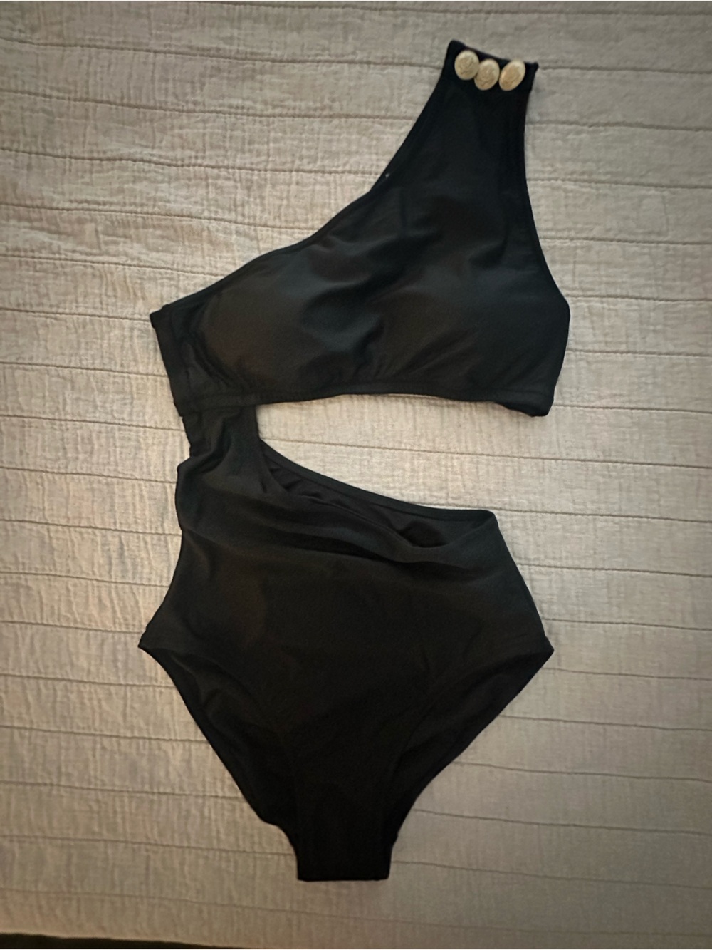 J.Crew One-Shoulder Black Cutout Swimsuit NWT